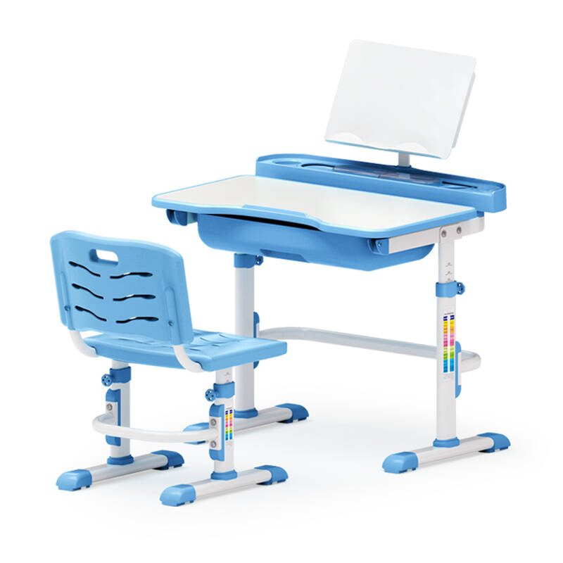 好学童 儿童学习桌儿童书桌可升降小学生写字桌学习桌椅组合套装 校园版蓝色 阅读架