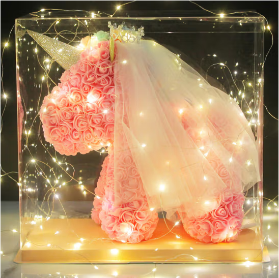 雨蒙蒙生日礼物女情人节新年礼物永生玫瑰花独角兽送女友老婆结婚纪念日