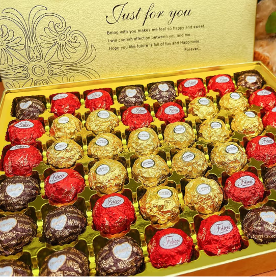 费列罗巧克力礼盒情人节礼物送女友送老婆生日礼物送儿童表白礼物送男女 费列罗唯美斯双拼48粒礼盒装600g